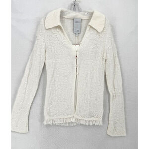 Fabrique Exclusive Collection Steven Oo White Eyelash Cardigan Sweater Sz M